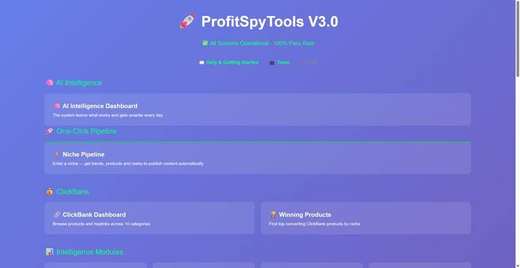 ProfitSpyTools dashboard overview